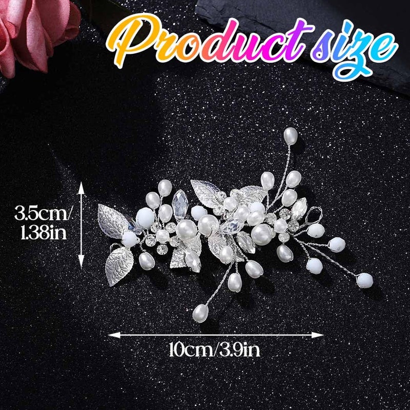 Gorais Bride Wedding Hair Vine Pearl Bridal Headpieces Leaf Hair Accessories for Women and Girls - Image 2